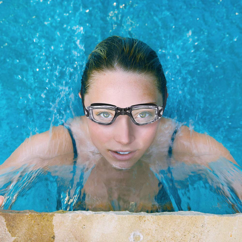 Uniswim Clear Anti Fog Swim Goggles Professional Goggles for Swimmng Glasses for Adult Men Women Black Lucency - BeesActive Australia