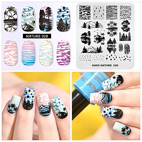 Nail Stamping Plate Fashion Nature Lake Lakeside River Seaside Jungle Night Sky Theme Multi-Pattern Stamp Print Image Stamp Template Nail Art for Nail Design By Rolabling NA028 - BeesActive Australia