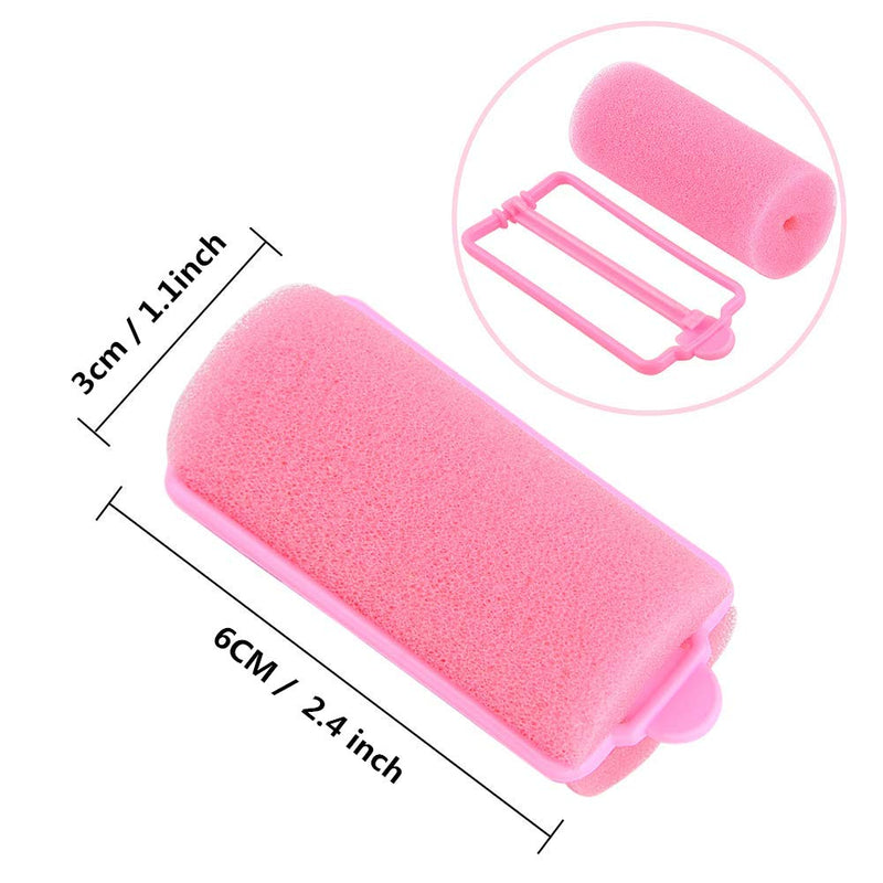 wordmouk 32 Pieces Foam Sponge Hair Rollers Pink Hair Rollers Soft Sponge Curlers DIY Hair Styling Hairdressing Tools for Women and Kids (30 mm) - BeesActive Australia