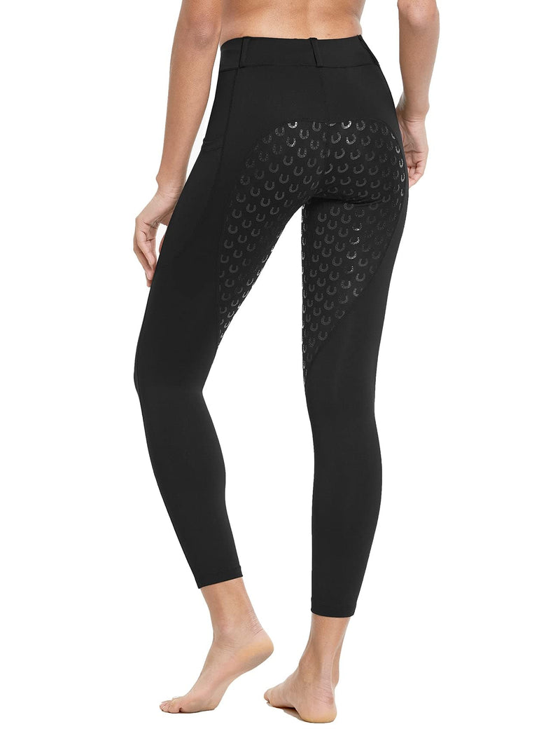 FitsT4 Women's Full Seat Riding Tights Active Silicon Grip Horse Riding Tights Equestrian Breeches Black X-Large - BeesActive Australia