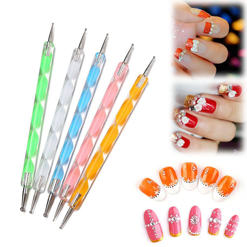 Nail Art Brushes Nail 15 pcs Dotting Pen Set 5 pcs Diamond Application Rhinestone Handle Beetles Gel Painting Nail Art Designe Brush Pen kit Manicure Tools (Black) black - BeesActive Australia