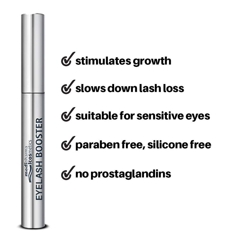 Medipharma Cosmetics Eyelash Booster Serum - Silicon Free & Paraben Free Natural Eyelash Growth Enhancer - Best Lash and Eyebrow Serum for Longer, Thicker, Fuller and Healthier Lashes - BeesActive Australia