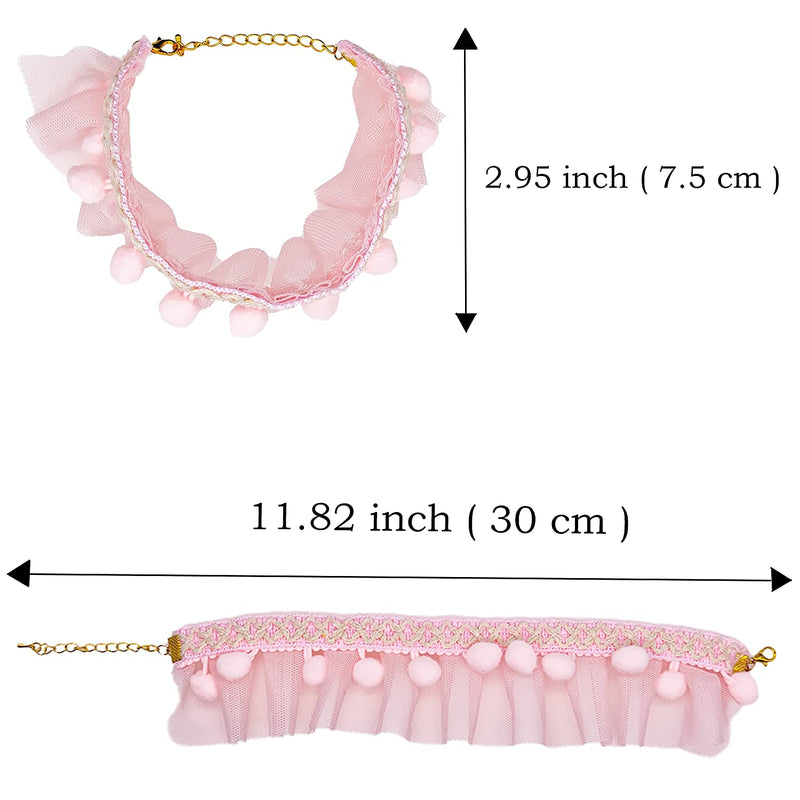 Birthday Hat Scarf Set for Pet Puppy Cat, Cute Lace Bandana Bib Scarf Crown Hat Princess Costume for Cats Small Dogs, Outfit for Birthday Party Pink - BeesActive Australia