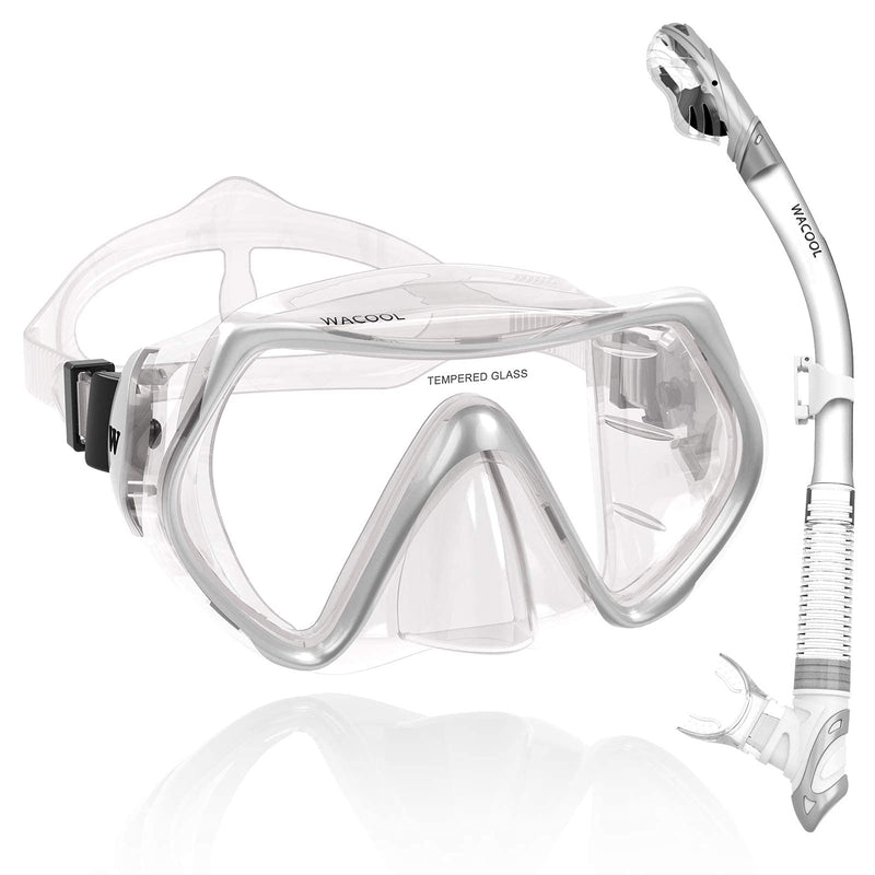 WACOOL Professional Adult (Sliver) and Kids (Pink) Snorkeling Set Swimming Gear Anti-Fog Coated Glass with Silicon Mouth Piece Purge Valve and Anti-Splash - BeesActive Australia