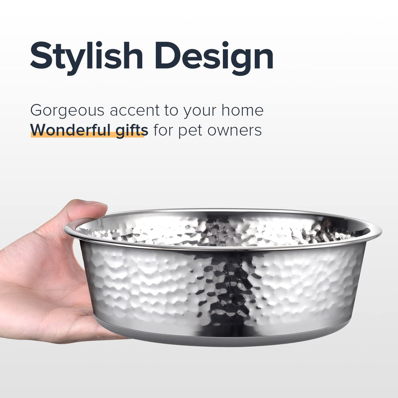 URBUDDIES Hammered Stainless Steel Dog Bowls with Nonslip Bottom, Pack of 2 Toy Dog Breeds & Cats - BeesActive Australia