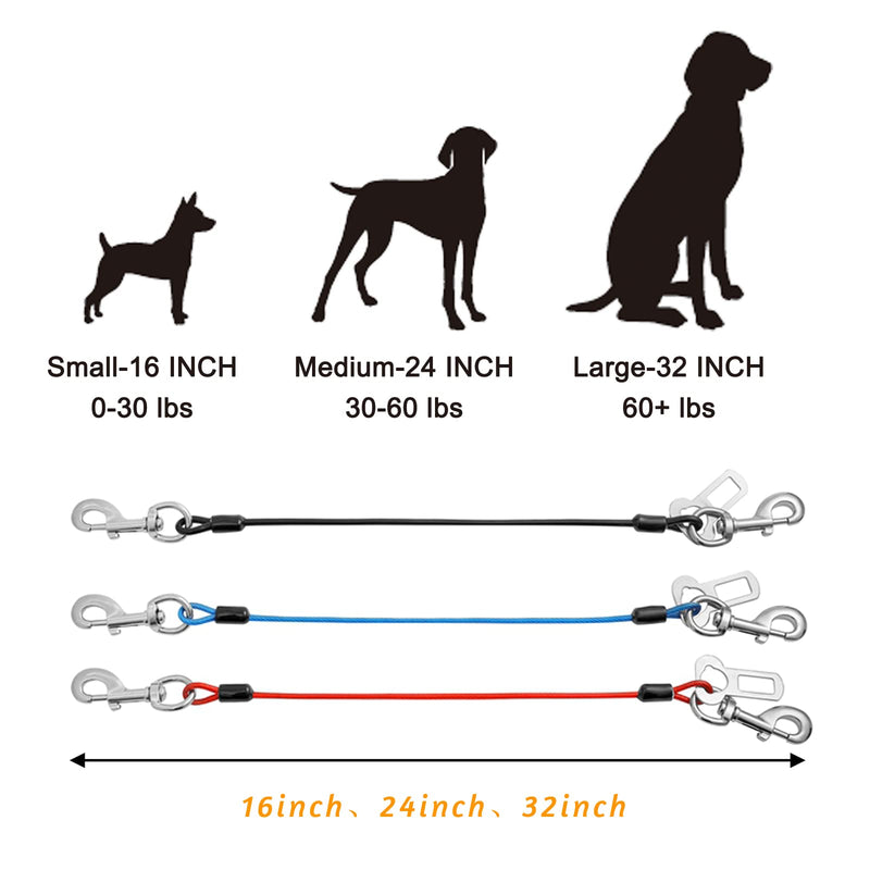 Mi Metty Dog Car Harnesses.Dog Car Seatbelt Made of Coated Wire Rope Safety Restraint No-Chew Tether Cable. Vehicle Harnesses with Double Clips and Latch Attachment. Heavy Duty Red 16 inch/40 CM - BeesActive Australia