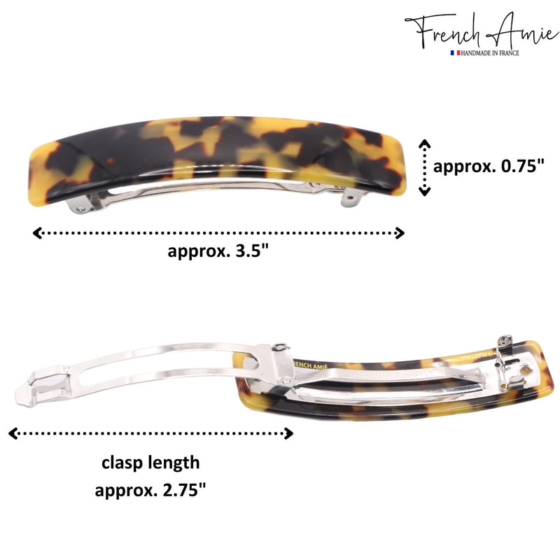 French Amie Oblong Handmade 3.5" Celluloid No Slip Hair Clip Barrette for Women, Made in France (Tokyo Shell) Tokyo Shell - BeesActive Australia