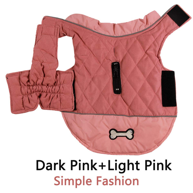 Vecomfy Reversible Dog Coats for Small Dogs Waterproof Warm Puppy Jacket for Cold Winter,Red Small (Pack of 1) Pink - BeesActive Australia