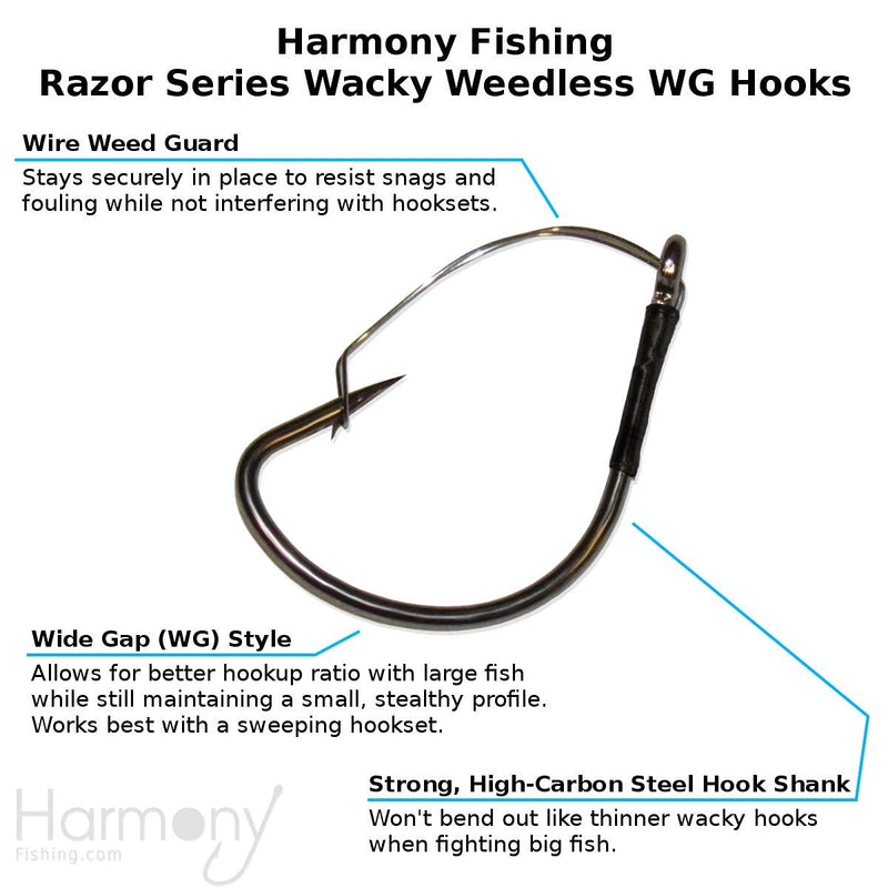 Harmony Fishing - Razor Series Wacky Weedless WG Hooks - BeesActive Australia