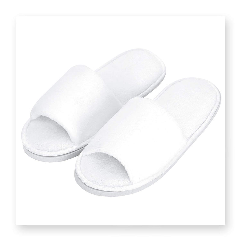 5 Pairs Disposable Slippers, Velvet Open Toe Spa Slippers for Women and Men, Non-Slip Slippers for Hotel, Guests, Travel 11-12 Wide Women/10-11 Wide Men White - BeesActive Australia