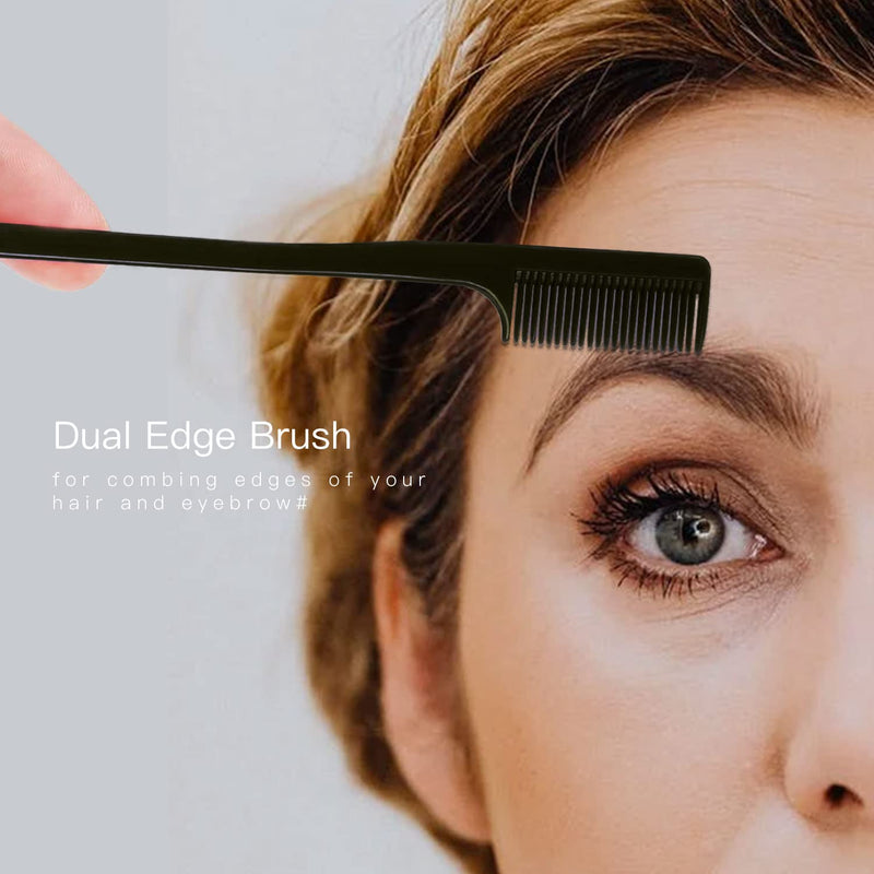 3 Pieces Teasing Brush Set, Bristle Hair Brush 3 Row Teasing Brush Dual Edge Brush Sturdy Styling Comb Parting Comb for Brushing, Combing, Slicking Hair for Stylist Women Black - BeesActive Australia
