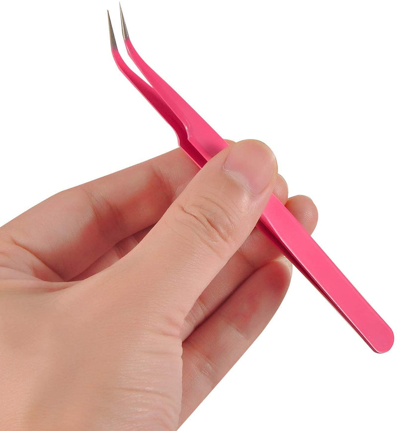 Geviro 2 Pieces Nail Art Tweezers Straight and Curved Tip Tweezers False Eyelash Rhinestone Picker Pointed Tweezers Makeup Tools - BeesActive Australia