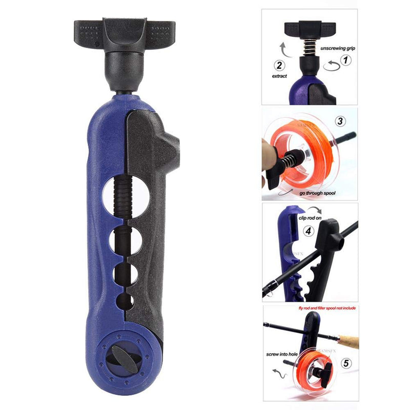 Qii lu Fishing line Spooler,Portable Universal Fishing Line Winder Spooler,Spool Spooling Station System Adjustable for Varying Spool Sizes, Blue - BeesActive Australia