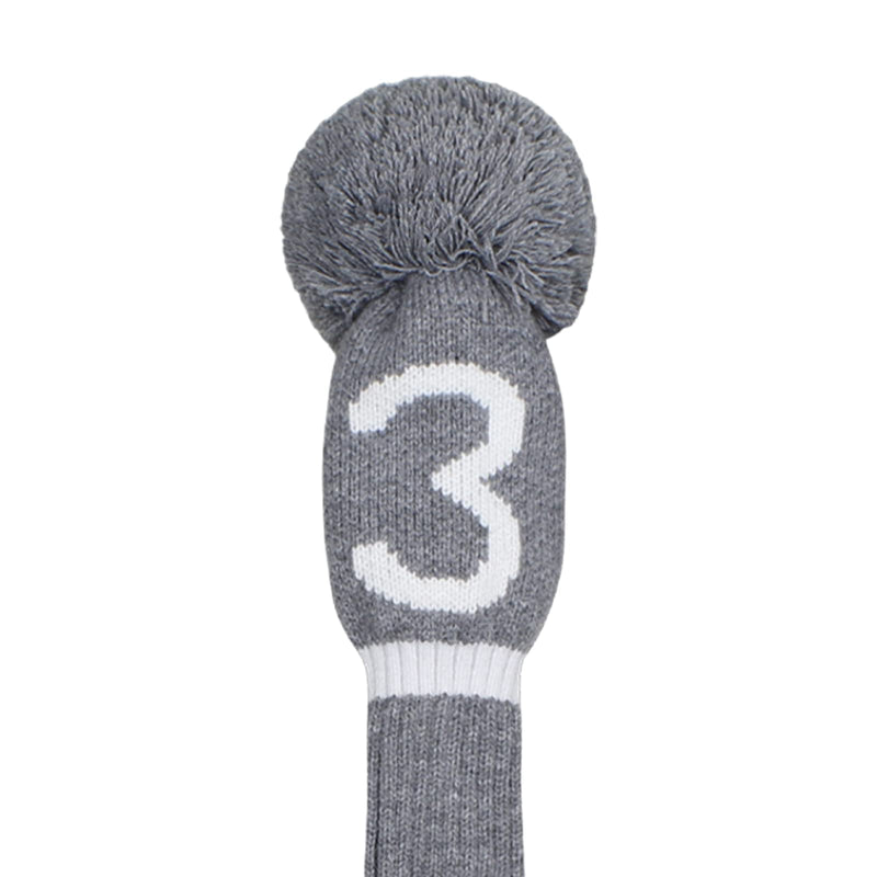 Scott Edward Grey Knit Golf Club Cover for Woods and Driver Head Covers Protect Driver Wood(460cc) Fairway Wood and Hybrid/UT Set with Big Number 1 FW(Number 3) - BeesActive Australia