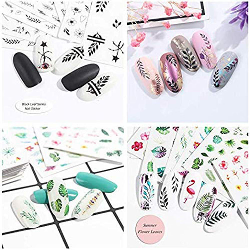 Valuu Nail Art Stickers Water Transfer Nail Decals Flower Leaf Plants Fruits Summer Series Design Manicure Tips，29 Sheets Nail Tips Charms Applique DIY Toenails Nail Art Decorations Accessories - BeesActive Australia