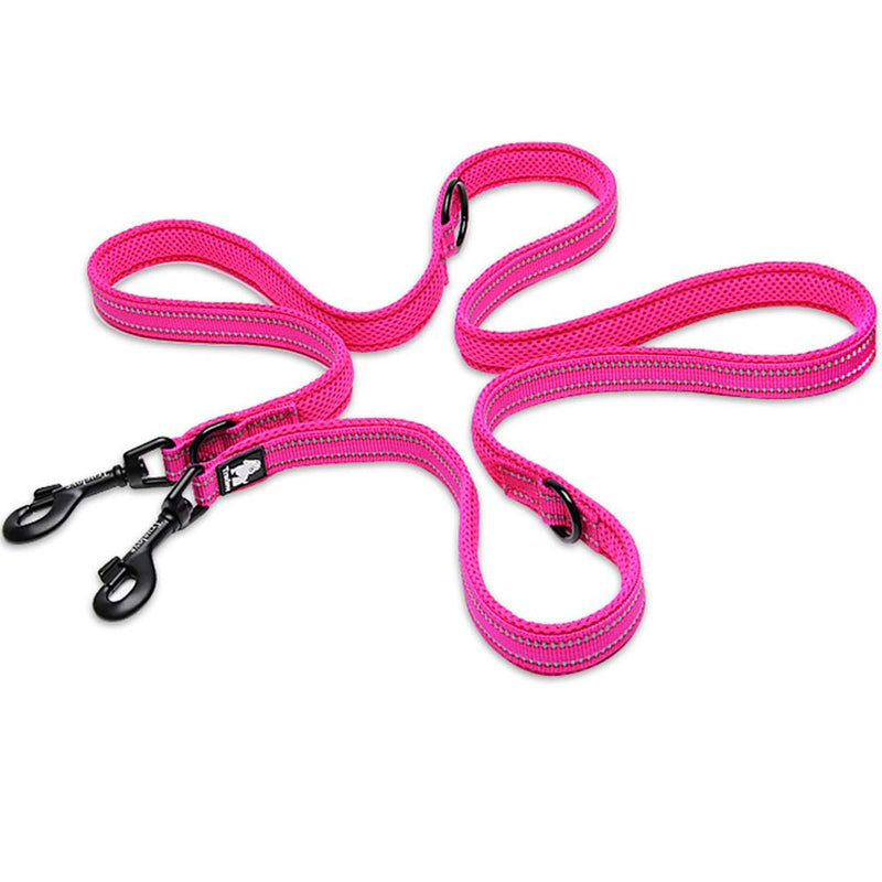 Creation Core Multi-fuctional Reflective Dog Leash with Snap Hook Adjustable Hands Free Walking Training Running Leash L 1" Width, 3.6-6.6Ft Pink - BeesActive Australia