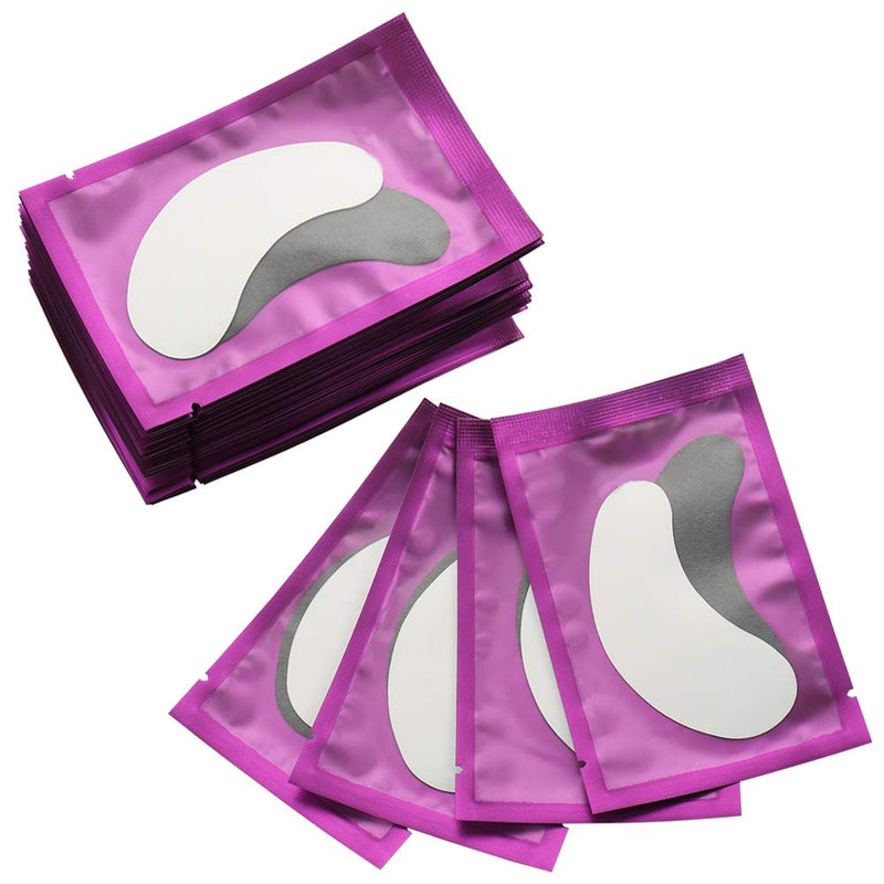 100 Pairs Set Under Eye Pads Disposable Eye Gel Patches for Eyelash Extensions Tool Kit, Purple Bag/Black Film - BeesActive Australia