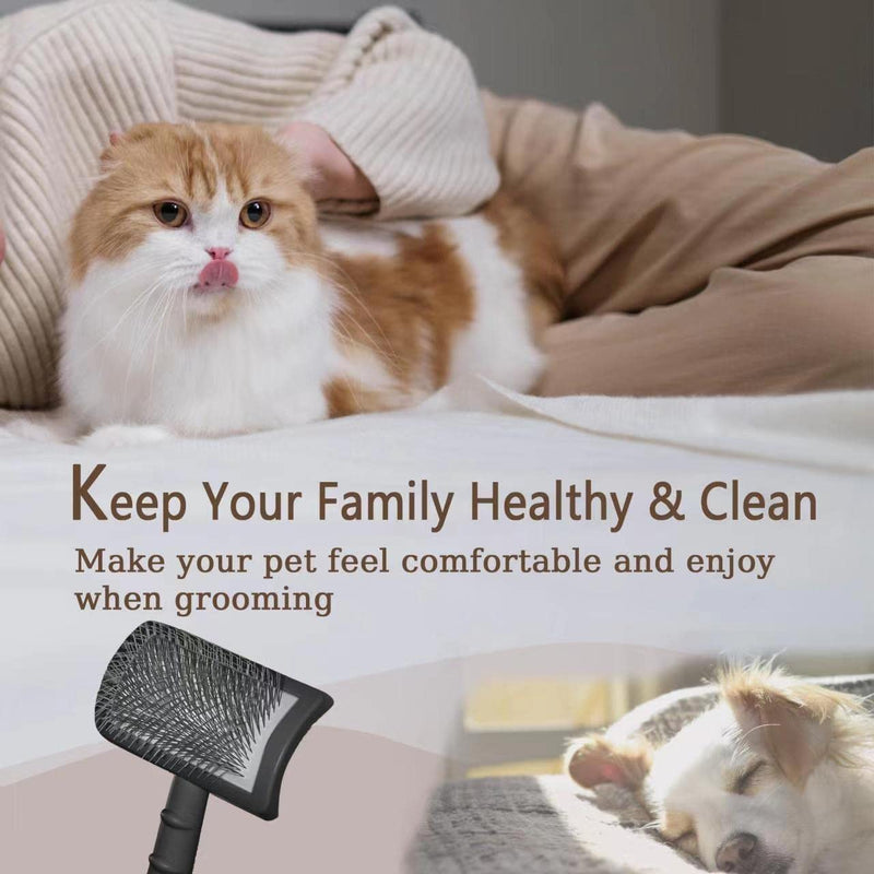 TinyPoint Large Slicker Brush for Dogs,Cats,Extra Long Pin Shedding Brush for Long Haired Dog,Cat, Pet Grooming Wire Brush for Thick Undercoat Curly Hair,25mm(1"),Black Black - BeesActive Australia