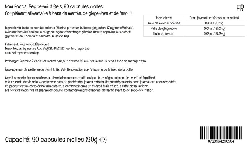 Now Foods Peppermint Gels, Peppermint Oil, with Ginger and Fennel, 90 Softgels, Lab Tested, Gluten Free - BeesActive Australia