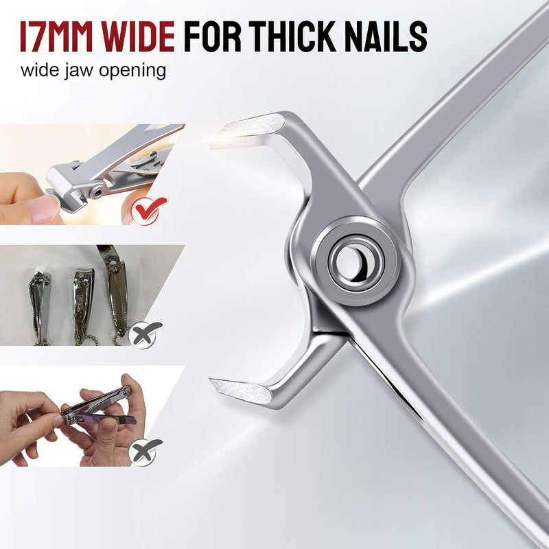 PrettyDiva Straight Edge Nail Clippers - Heavy Duty Straight Blade Wide Jaw Nail Clipper for Thick Toenails or Tough Nails, Extra Large Oversize Toe Nail Clippers Cutter for Adults Men Seniors Elderly - BeesActive Australia