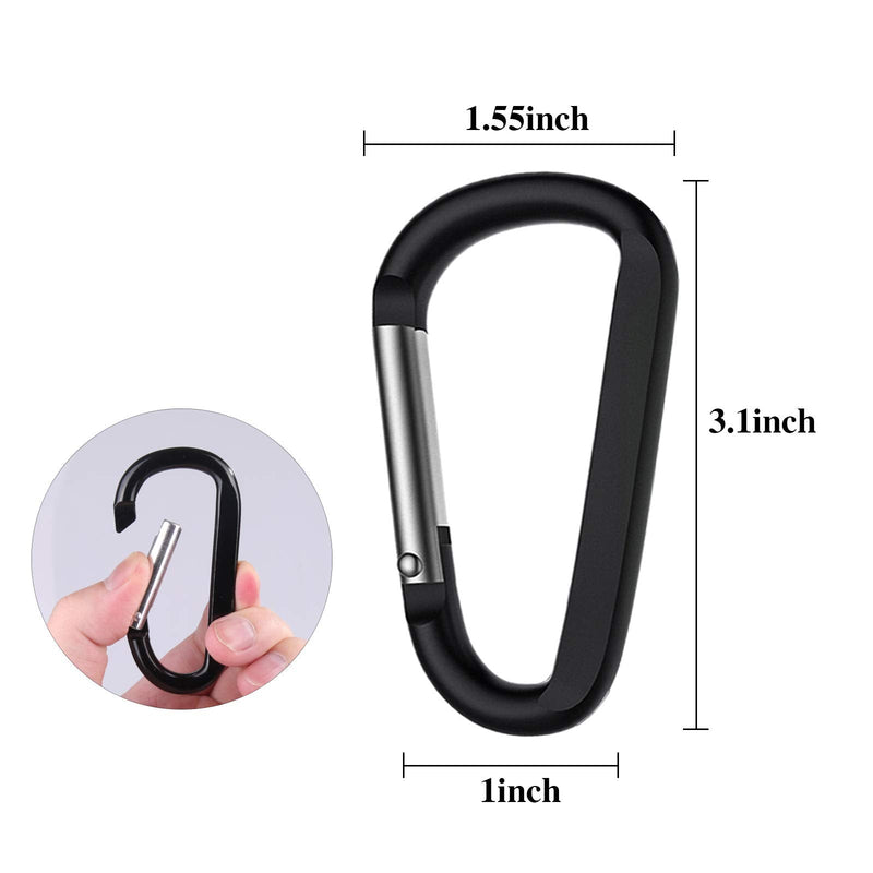 6PCS Carabiner Caribeaner Clip,3" Large Aluminum D Ring Shape Carabeaner with 6PCS Keyring Keychain Hook - BeesActive Australia