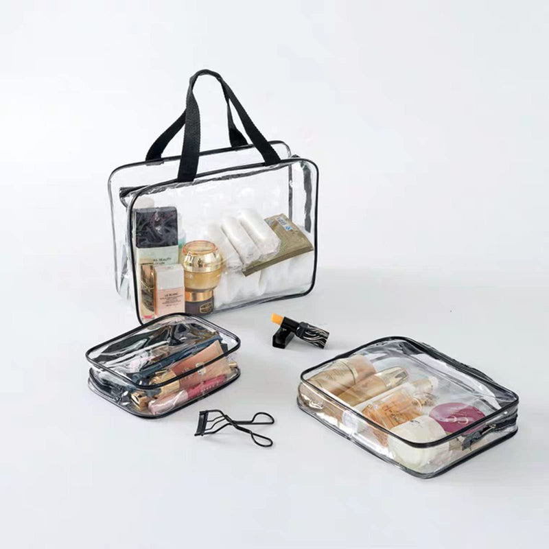 Clear Toiletry Bags, 3 in 1 Clear Cosmetic Bag, Premium Waterproof Transparent PVC Travel Bag Wash Bag Makeup Organiser Bag for Men, Women and Kids. - BeesActive Australia