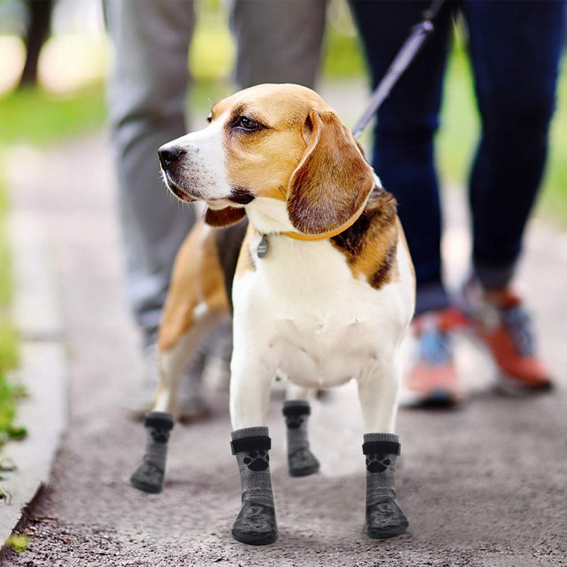 KOOLTAIL Anti Slip Dog Socks - Outdoor Dog Boots Waterproof Dog Shoes Paw Protector with Strap Traction Control for Hardwood Floors Grey X-Large - BeesActive Australia