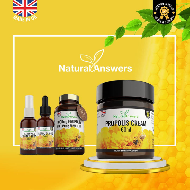 Bee Propolis Cream 60ml - Moisturising Natural Propolis Balm Ointment Remedy for Dry Skin, Cold Sores and Spots - UK Manufactured - BeesActive Australia