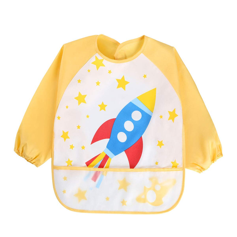 Vicloon Sleeve Bibs,Set of 3 Waterproof Long Sleeve Baby Bib for Kids Feeding Arts Craft Painting Apron Front Pocket Children 24months - BeesActive Australia