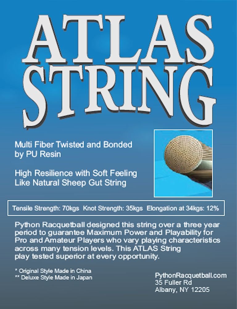 [AUSTRALIA] - Python Atlas Deluxe Racquetball String (Natural or Black Color/ 16g, 17g, 18g) (42 ft.) Natural 17g_Natural 