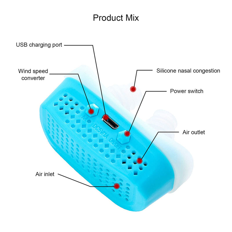 Portable Anti‑Snoring Device Electric Recyclable Snoring Relief Machine for Heavy Snorers,4-6 Hours(Blue) Blue - BeesActive Australia
