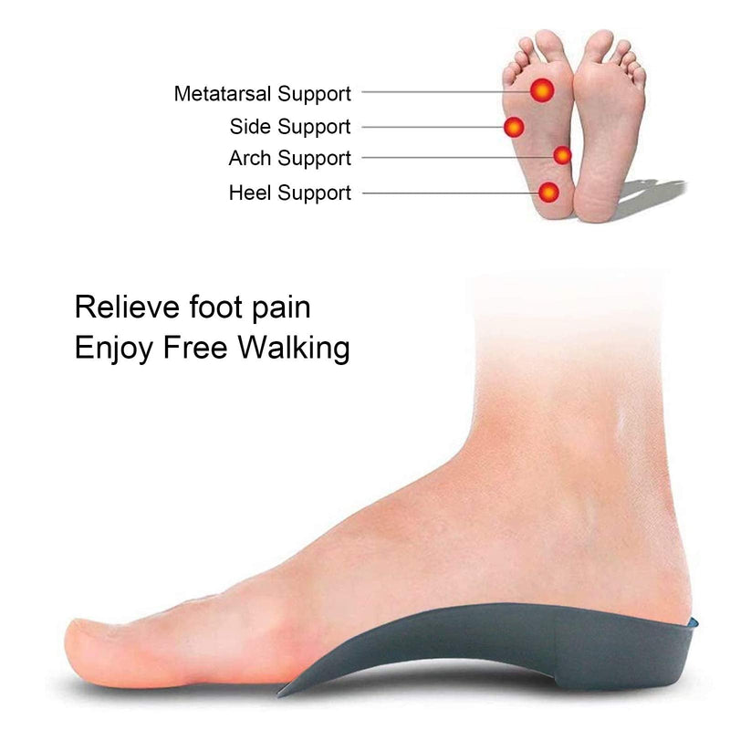 RooRuns Orthotic Insoles, 3/4 High Arch Support Shoe Inserts Insoles for Flat Feet, Plantar Fasciitis, Foot Arch, Feet Fatigue - Heel Cushion for Men, Woman, Medium (6-9.5 UK), Deep Blue Medium (6-9.5 UK) - BeesActive Australia