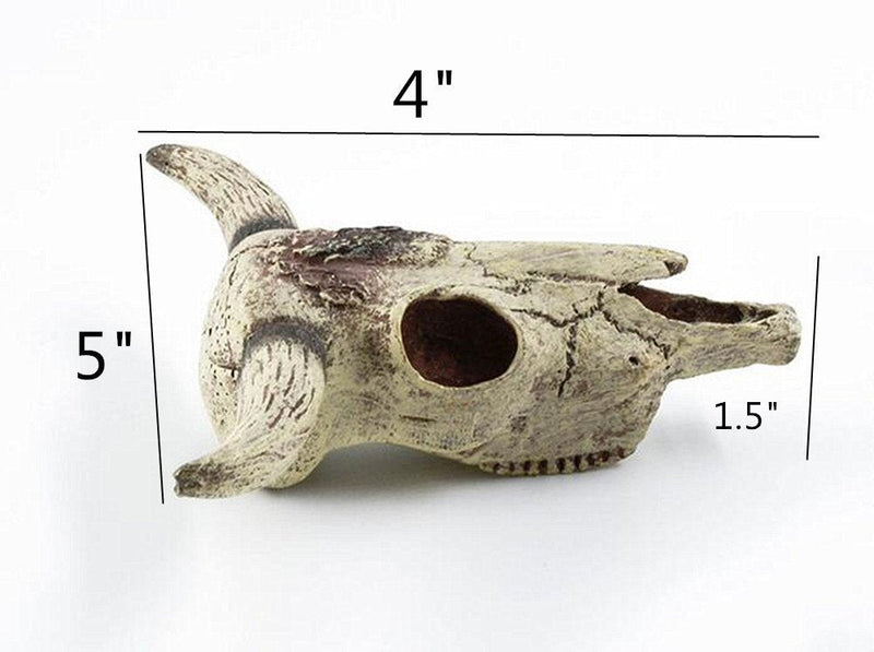 Leoyoubei Aquarium Decoration, Fish Tank Small Skull,Fish Turtle Hidden, Bonsai beautification. Cave Landscape Pet Reptile House Shrimps & Snails Love Them (Cattle Skull) - BeesActive Australia