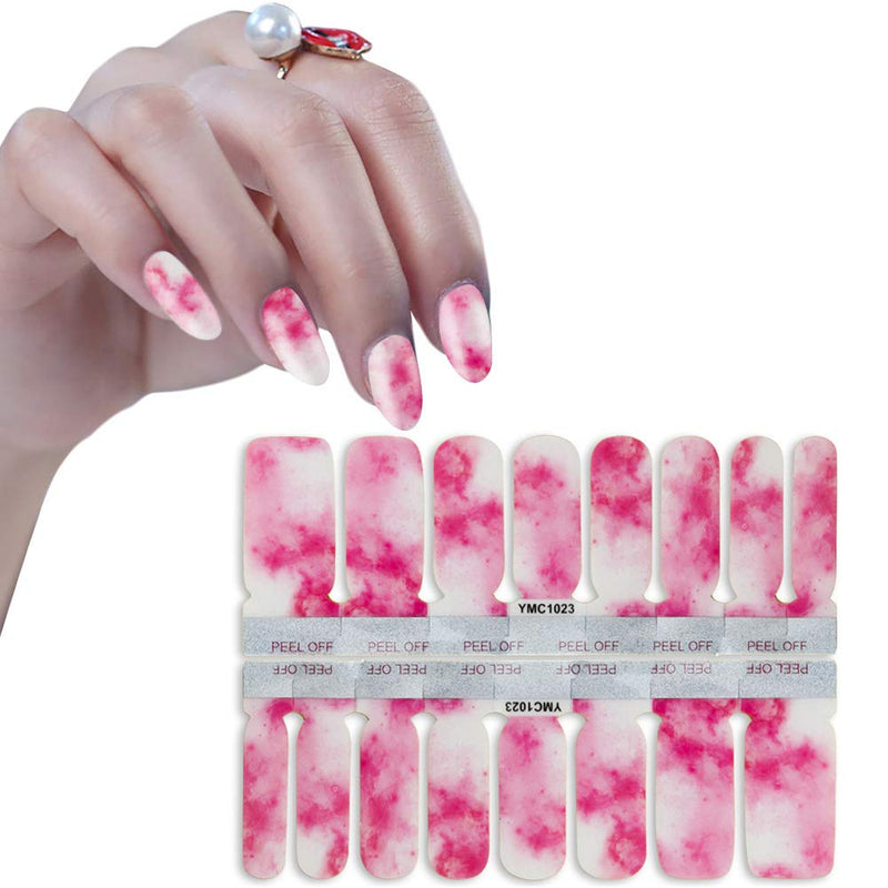 WOKOTO 6 Sheets Gradient Adhesive Nail Art Decals Tips With 1Pc Nail File Starry Full Wraps Marbling Manicure Polish Stickers Strips Set KIT2 - BeesActive Australia