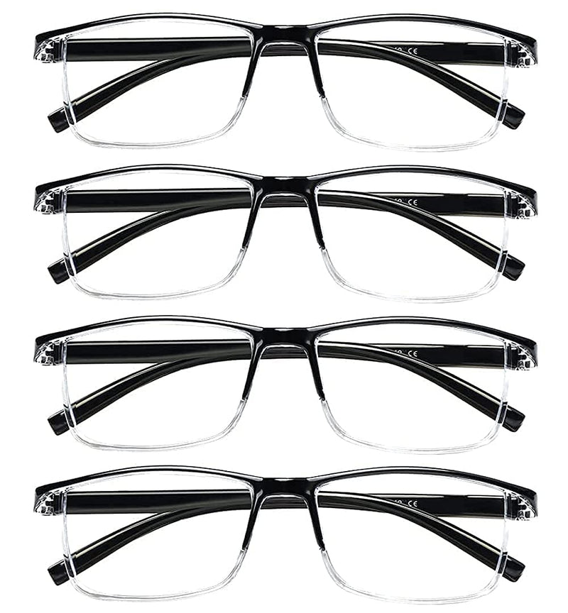 Outray 4-Pack Reading Glasses for Men Blue Light Blocking Computer Glasses Black Half-Frame Transparent Lens Reading Glasses 1.0 x - BeesActive Australia