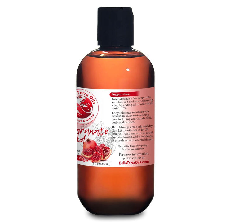 NEW Pomegranate Seed Oil. 8oz. Cold-pressed. Unrefined. Organic. 100% Pure. Rich in Antioxidants. Hexane-free. Rejuvenates Skin. Softens Hair. Natural Moisturizer. For Hair, Skin, Stretch Marks. - BeesActive Australia