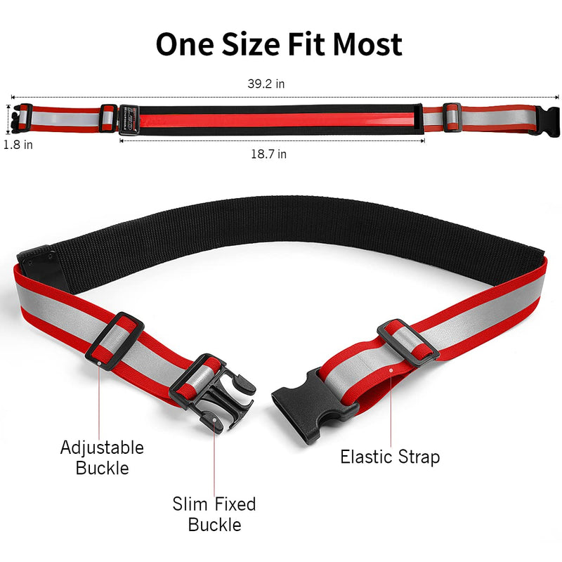 esonstyle LED Reflective Belt USB Rechargeable Running Gear,High Visibility Light Up Waist Belt for Men/Women/Kids Walking, Cycling,Camping Night Satety Outdoor Sports Red - BeesActive Australia