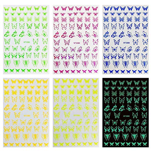 BiBiSi Butterfly Nail Art Stickers Decals Gold Colorful Nail Art Supplies Nail Foil Self-Adhesive 3D Nail Art Decorations Accessories Nail Art Glitter Designs for Acrylic Nails Art - BeesActive Australia