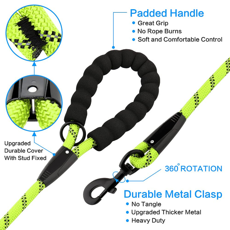 Plutus Pet Heavy Duty Rope Dog Leash with Comfortable Padded Handle, Highly Reflective Strong Sturdy 4/5/6 FT Dog Leash for Small Medium Large Dogs 1/2"×4' GREEN - BeesActive Australia