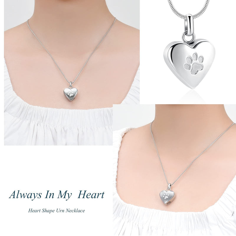 zeqingjw Pet Cremation Jewelry for Ashes Pendant Paw Print Pet Heart Urn Necklace Memorial Keepsake Jewelry for Pet/Dog's/Cat's Ashes 2PCS Silver+Rose Gold - BeesActive Australia