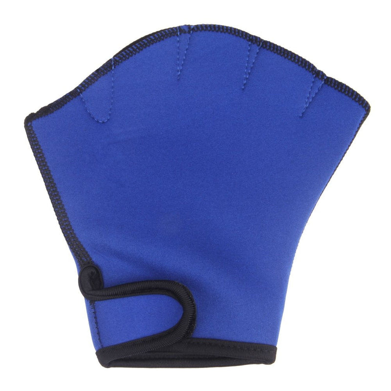 Swim Gloves Aquatic Fitness Water Resistance Webbed Gloves Diving Surfing Fitness Gloves Fins Neoprene Fingerless Glove Webbed Flippers Paddle with Adjustable Strap for Men Women Adult Children blue Medium - BeesActive Australia