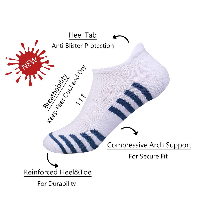 FUNDENCY 6 Pack Women Ankle Athletic Socks Low Cut Breathable Running Tab Socks with Cushion Sole White(6 Pairs) One Size - BeesActive Australia