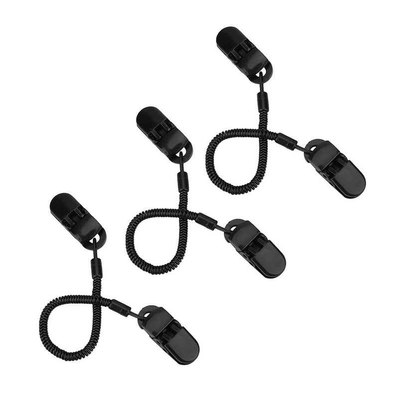 [AUSTRALIA] - 3pcs Hat Strap Clips, Black Cap Retainer Fishing Apparel Keeper Holder and Coiled Cord for Golfing Fishing Boating Sailing Other Sports 