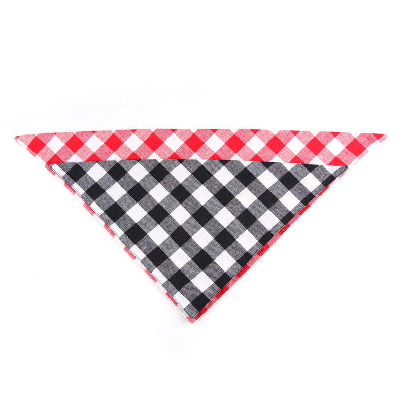 YAKA Pet Dog Bandana Triangle Bibs Scarf, Double-Cotton Plaid Printing Kerchief Set Accessories for Small and Medium Dog Small/Neck Circumference Suitable 8.6-15inch Red and Black lattices - BeesActive Australia