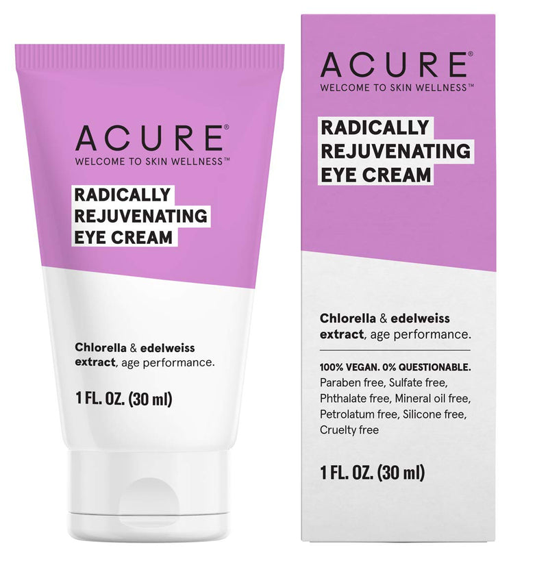 Acure Organics Radically Rejuvenating Eye Cream (Pack of 2) With Aloe Vera, Acai, Blackberry, Rosehips, Pomegranate, Chamomile, Rooibos, Cocoa, Sunflower, Edelweiss and Argan, 1 fl. oz. each - BeesActive Australia