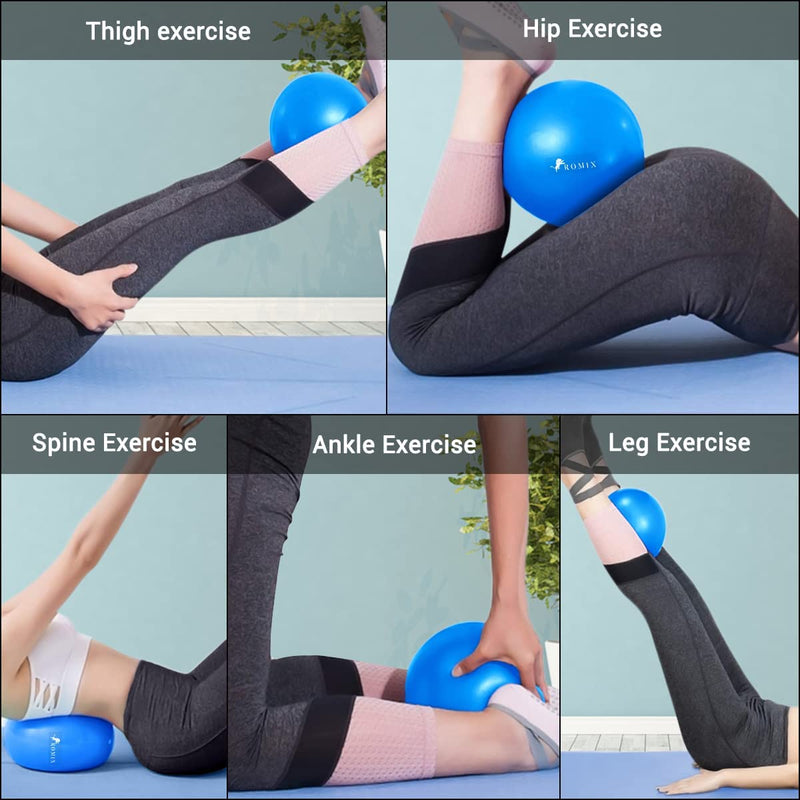 ROMIX 9 Inch Pilates Ball, 23cm Soft Anti-burst Mini Exercise Ball, Anti-slip Inflatable Small Fitness Ball for Adults Strength Training Stability Physio Therapy Balance Yoga Barre Home Gym Workout Blue - BeesActive Australia