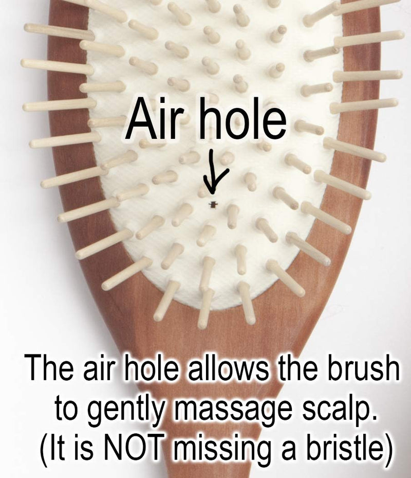 Natural Wood Bristle Hair Brush, Gentle Massage, Pear Wood Handle, Made in Germany, Model PWW, For All Hair Types, Rounded Wood Pins, Anti-Static 1 Count (Pack of 1) - BeesActive Australia