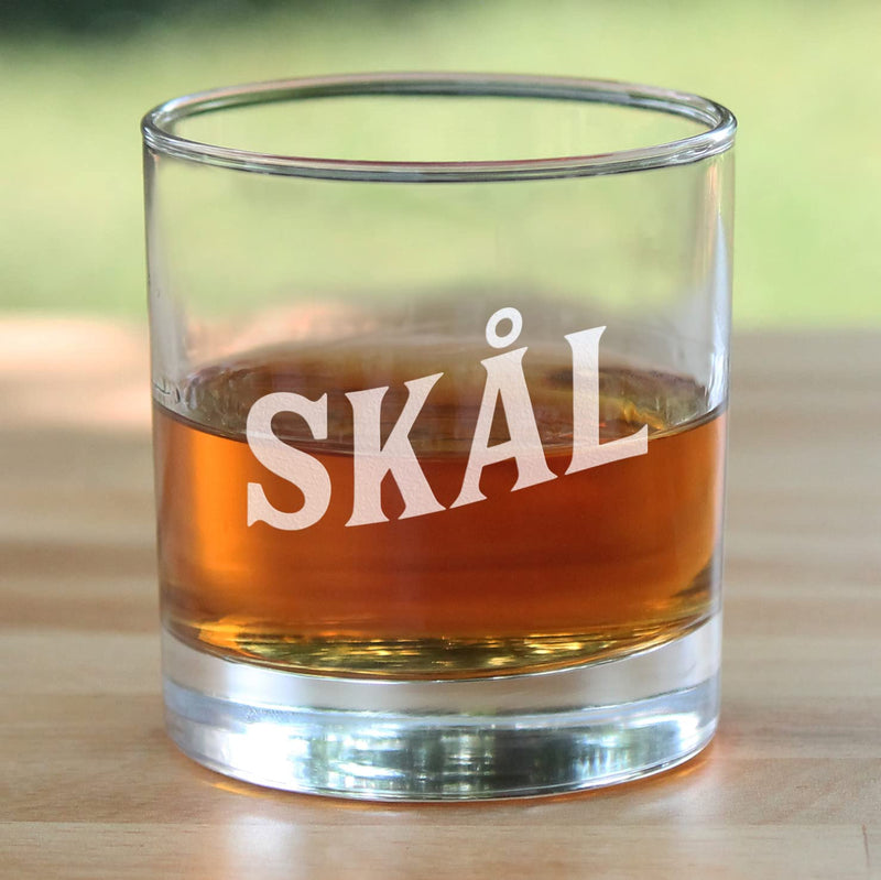 Skal - Norwegian Cheers - Whiskey Rocks Glass - Cute Norway Themed Gifts or Party Decor for Women and Men - 10.25 Oz - BeesActive Australia