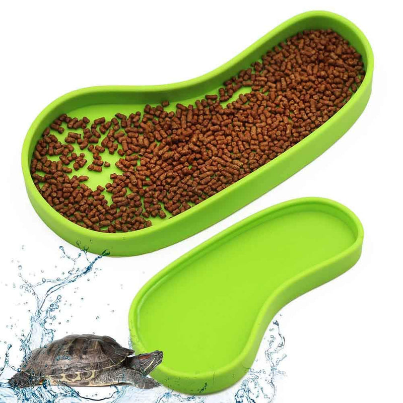 MACGOAL Set of 2 Shallow Reptile Dish Reptile Food Dish Turtle Feeding Bowl Tortoise Food Dish for Small Sulcatas Bearded Dragon Gecko Lizard - BeesActive Australia