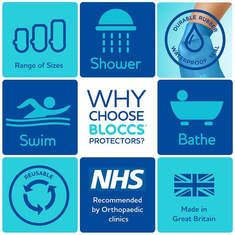 Bloccs Waterproof Plaster Cast Covers Leg, Swim, Shower & Bathe. Watertight Protector, Adult Full Leg - BeesActive Australia